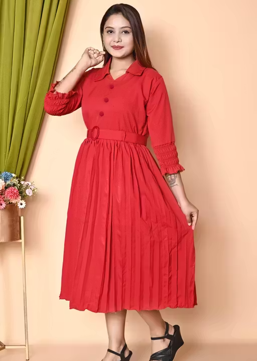 Western Dress for Women | A-Line Midi Dress - Image 2