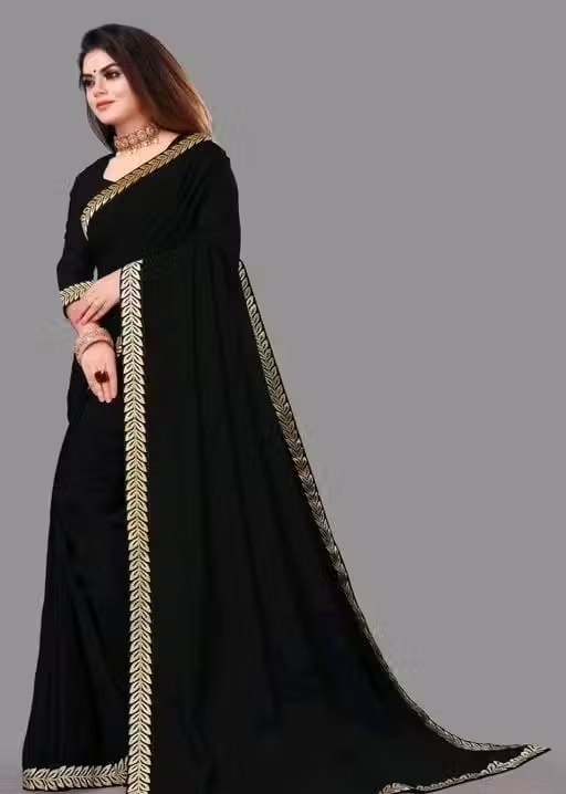 Solid/Plain Daily Wear Georgette Saree - Image 2