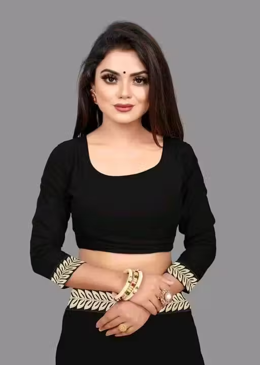 Solid/Plain Daily Wear Georgette Saree - Image 3