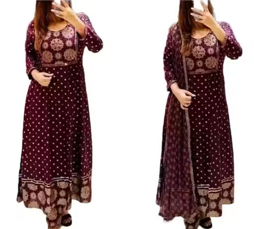 Printed Rayon Kurta Set for Women