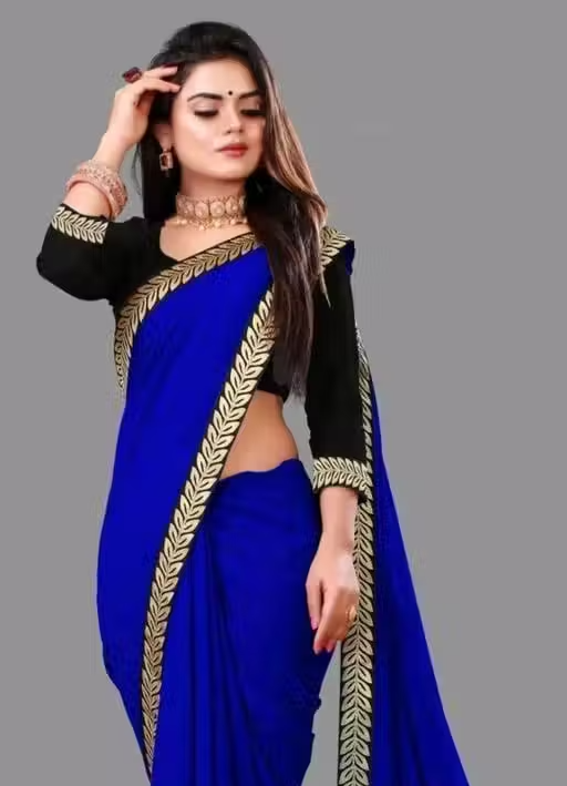 Solid/Plain Daily Wear Georgette Saree