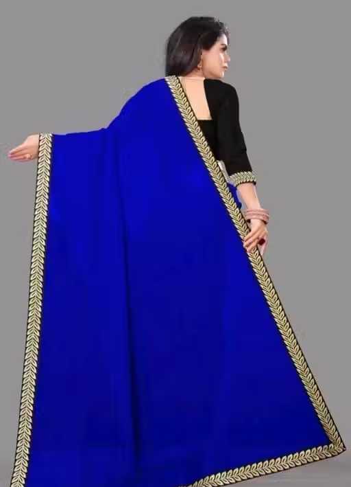 Solid/Plain Daily Wear Georgette Saree - Image 2