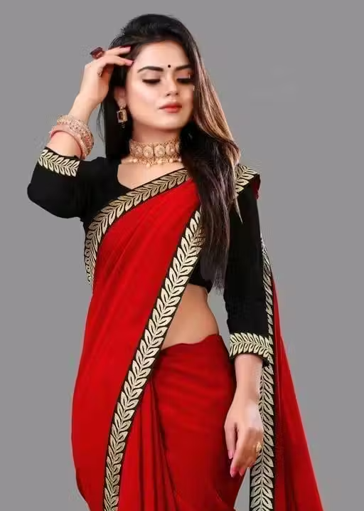 Solid/Plain Daily Wear Georgette Saree