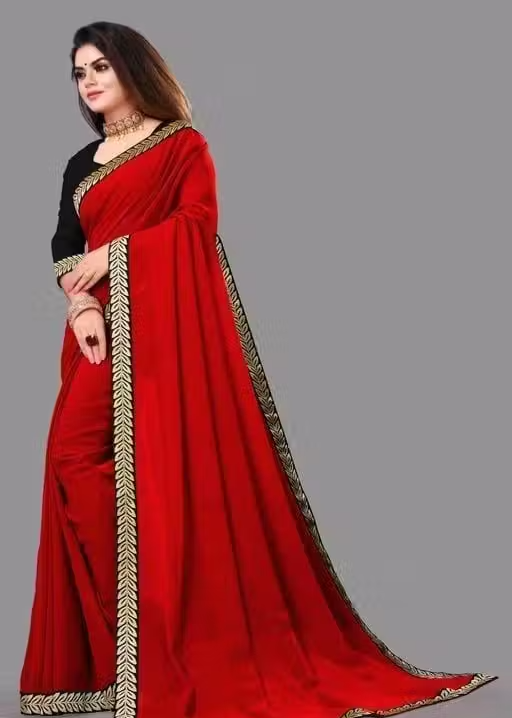 Solid/Plain Daily Wear Georgette Saree - Image 2