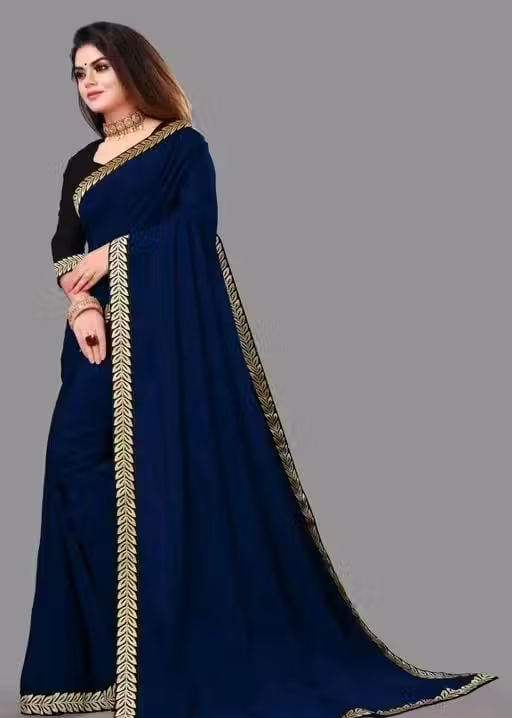 Solid/Plain Daily Wear Georgette Saree - Image 2