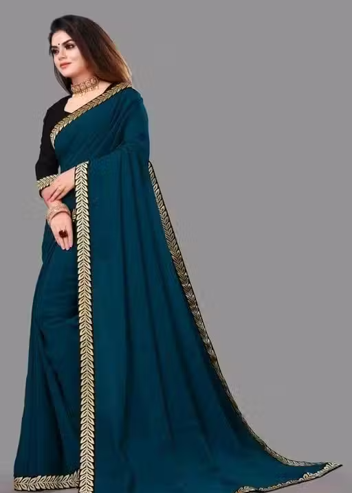 Solid/Plain Daily Wear Georgette Saree - Image 2