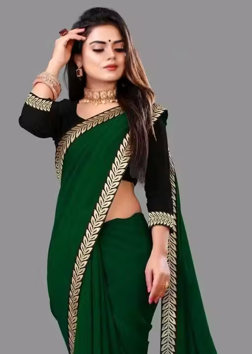 Solid/Plain Daily Wear Georgette Saree