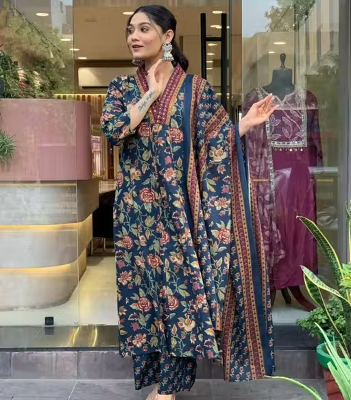 Printed Cotton Kurta Set for Women - Image 2