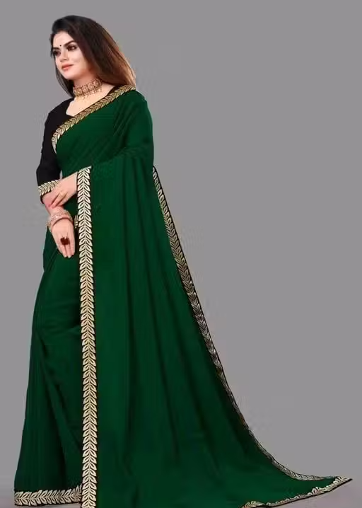 Solid/Plain Daily Wear Georgette Saree - Image 2