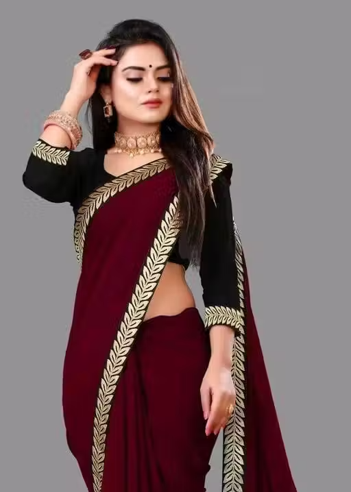 Solid/Plain Daily Wear Georgette Saree