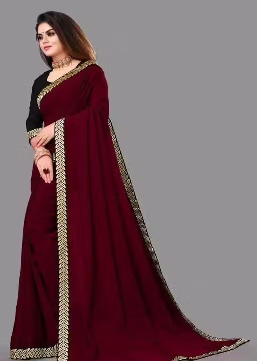 Solid/Plain Daily Wear Georgette Saree - Image 2