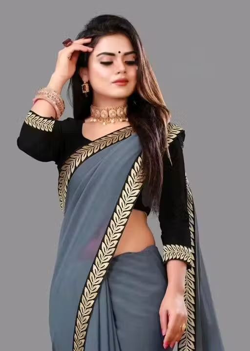 Solid/Plain Daily Wear Georgette Saree