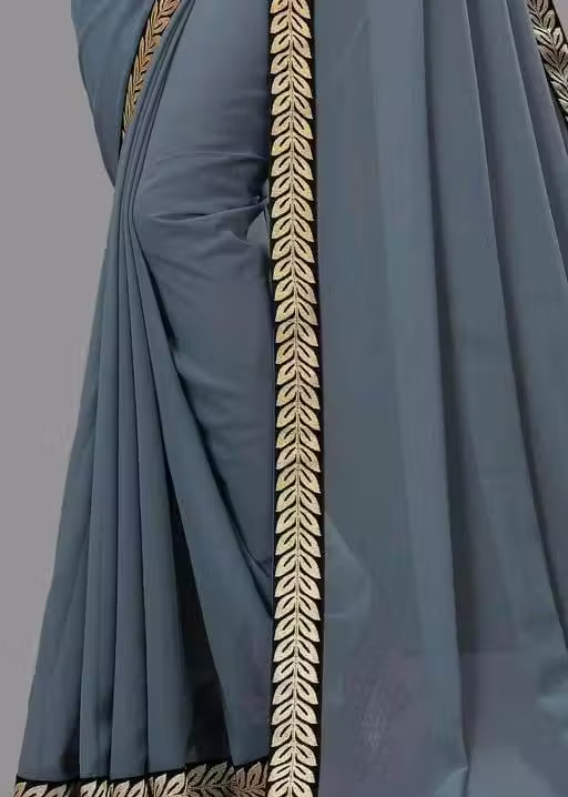 Solid/Plain Daily Wear Georgette Saree - Image 4