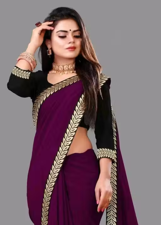 Solid/Plain Daily Wear Georgette Saree