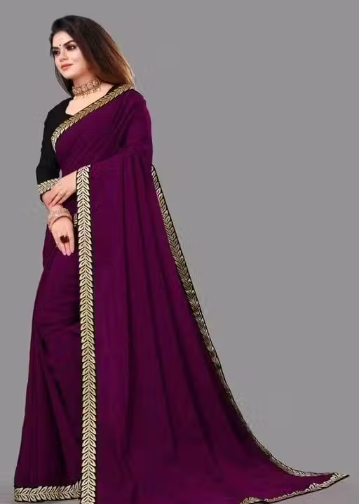Solid/Plain Daily Wear Georgette Saree - Image 2