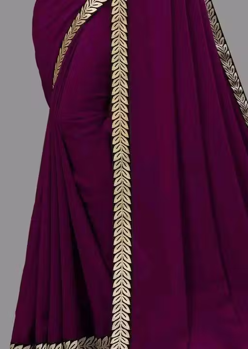 Solid/Plain Daily Wear Georgette Saree - Image 4