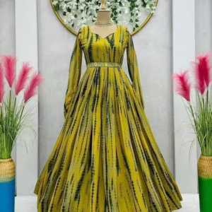 Women's poly Georgette Printed Party Wedding Fashion Gown