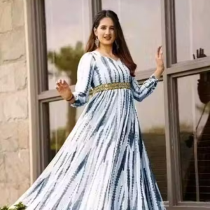 Women's poly Georgette Printed Party Wedding Fashion Gown