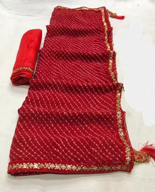 BANDHANI SAREE , BANDHEJ SAREE , BANDHNI SAREES , PURE GEORGETTE SAREES , SOFT GEORGETTE SAREES , NEW TRENDING SAREES , SAREES UNDER 399 , LEHARIYA SAREES , PLANE SAREES - Image 2