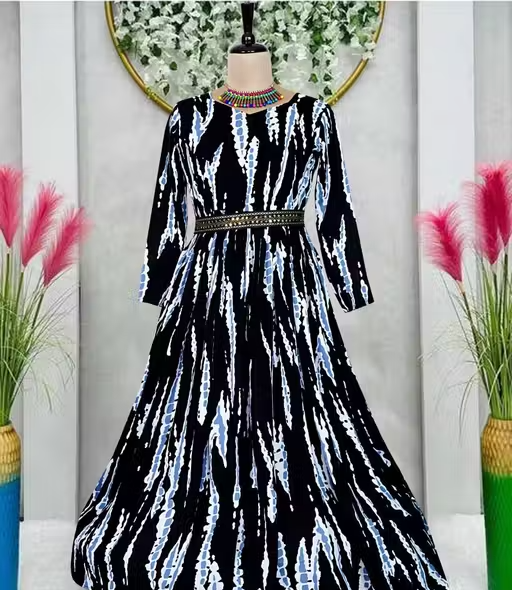 Women's poly Georgette Printed Party Wedding Fashion Gown