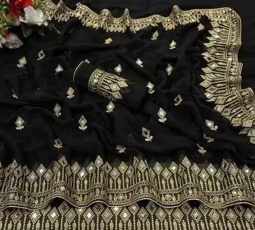 Self Design, Embroidered, Solid/Plain Bollywood Georgette