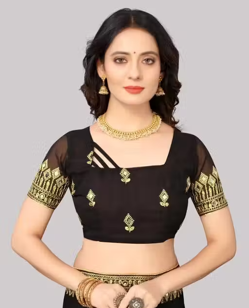 Self Design, Embroidered, Solid/Plain Bollywood Georgette - Image 3