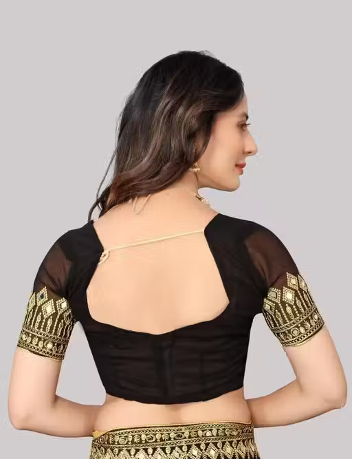 Self Design, Embroidered, Solid/Plain Bollywood Georgette - Image 4