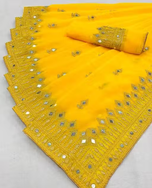 Self Design, Embroidered, Solid/Plain Bollywood Georgette
