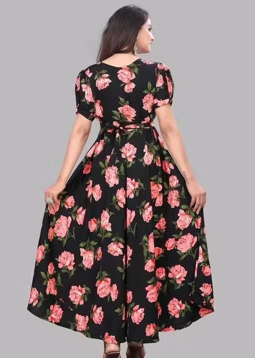 Polyster/Crepe fabric-Trendy Dress Fit and Flare - Image 2