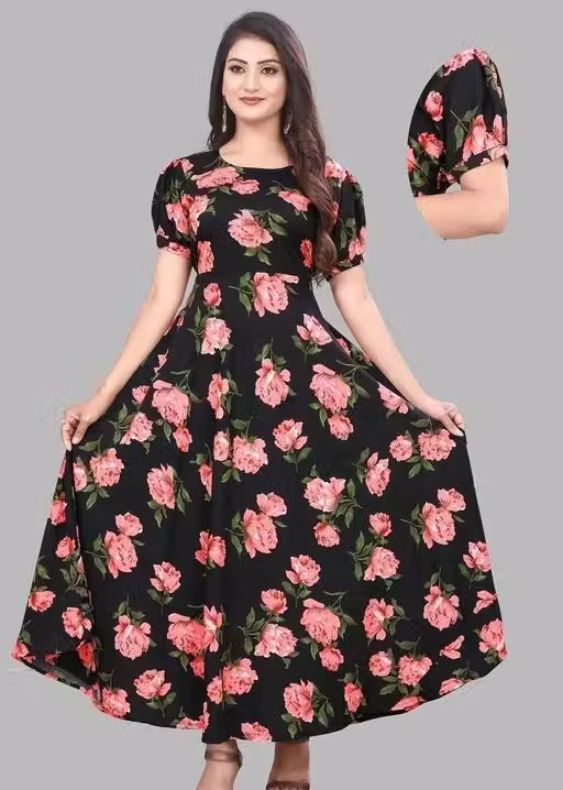 Polyster/Crepe fabric-Trendy Dress Fit and Flare - Image 3