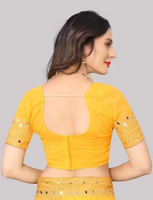 Self Design, Embroidered, Solid/Plain Bollywood Georgette - Image 4