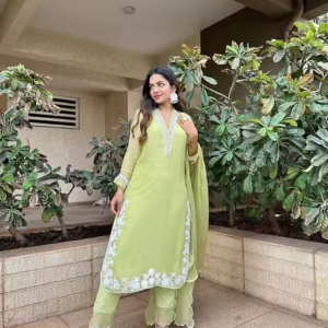 Embroidered Georgette Kurta Pants for Women