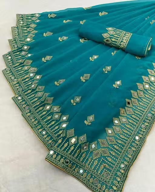 Self Design, Embroidered, Solid/Plain Bollywood Georgette