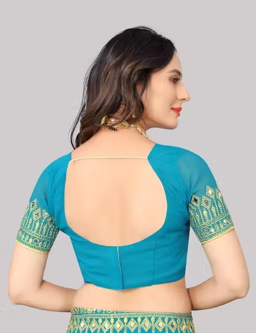 Self Design, Embroidered, Solid/Plain Bollywood Georgette - Image 4