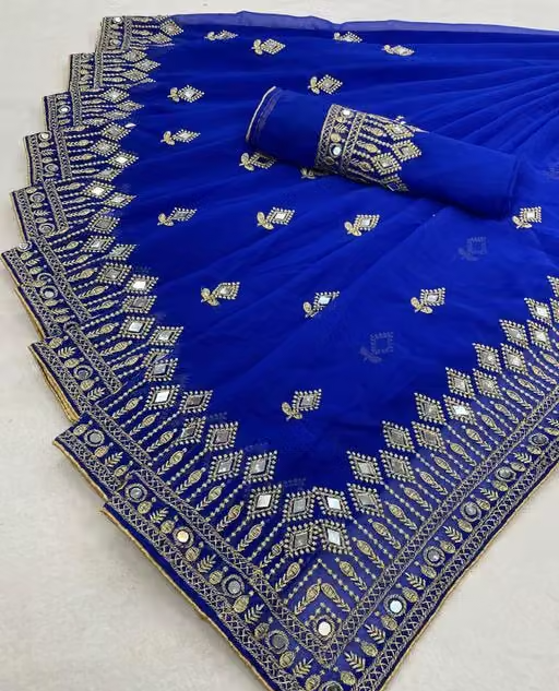 Self Design, Embroidered, Solid/Plain Bollywood Georgette