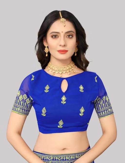 Self Design, Embroidered, Solid/Plain Bollywood Georgette - Image 3