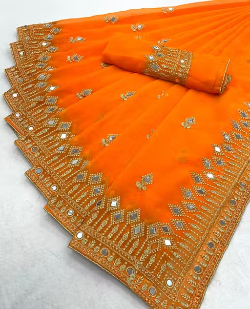 Self Design, Embroidered, Solid/Plain Bollywood Georgette