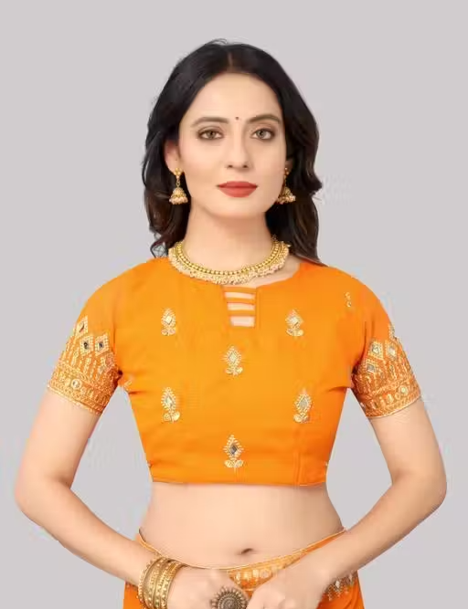 Self Design, Embroidered, Solid/Plain Bollywood Georgette - Image 2