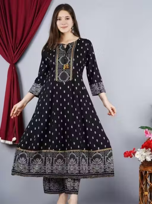 Rayon Kurta Palazzos for Women - Image 3