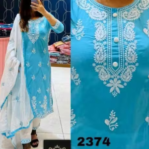 Embroidered Cotton Kurta Set for Women