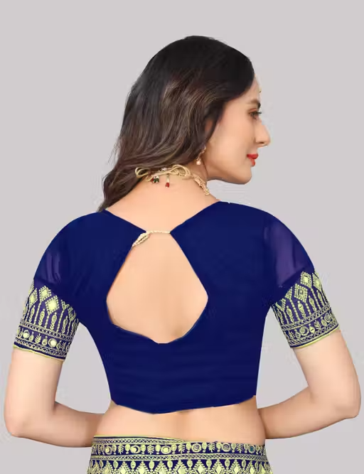 Self Design, Embroidered, Solid/Plain Bollywood Georgette - Image 3