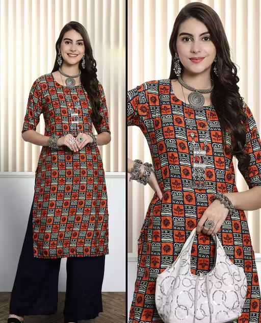 Printed Crepe Kurta for Women