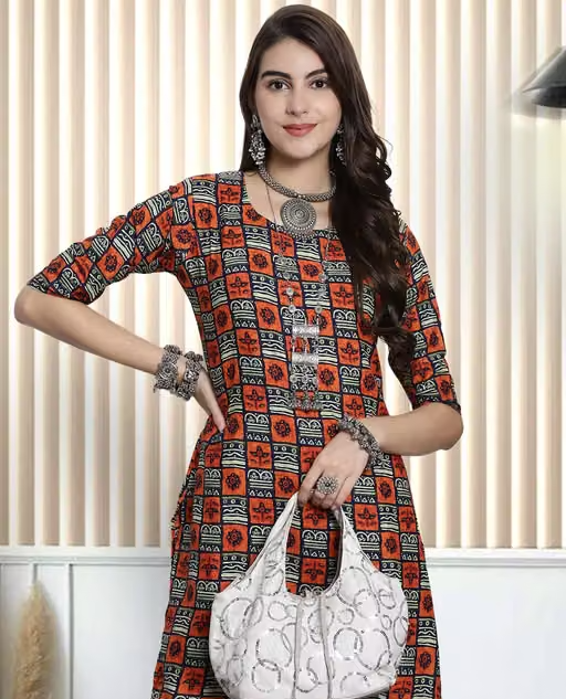 Printed Crepe Kurta for Women - Image 3