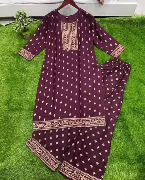 Rayon Kurta Palazzos for Women - Image 3
