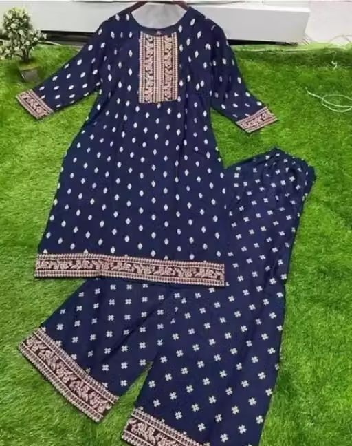 Rayon Kurta Palazzos for Women - Image 2