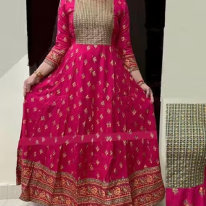 Women Janki Anarkali Pink Jaipur Kurti