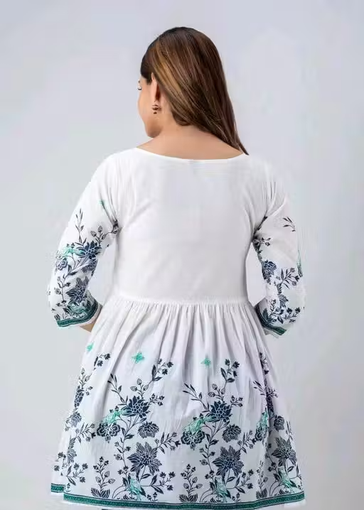 Bright Floral Print Cotton Flared Top - Image 4