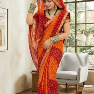 Bandhani Best Daily Wear Georgette Printed Saree With Full Saree Lace Border With Running Unstitched Blouse Piece Fancy Women's Designer Saree Most Trending Sari Bollywood Saree Georgette Ki Sadi Daily Use Sadi Nai Design Of Sadi Fancy Saree Naye Design Of Saree Poonam Saree New Arrival Latest Sari