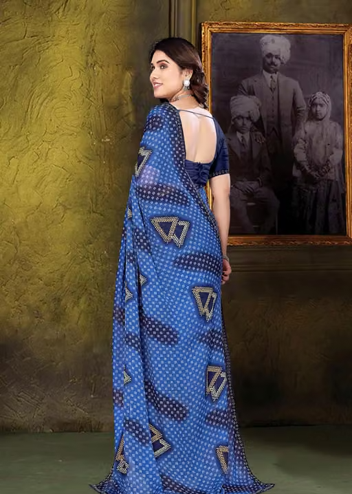 blue saree trending saree georgette saree - Image 3