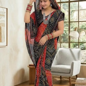 Black saree bandhani saree trending saree georgette saree